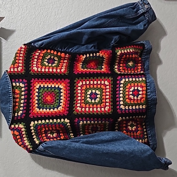 Farm Rio Crochet Embroidered Denim Jacket - Picture 4 of 4